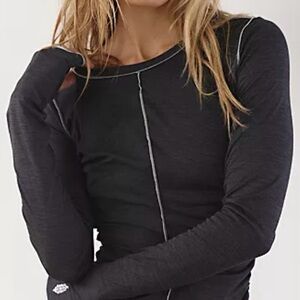 Free People Movement x Hatch, Right On Run Long Sleeve Top, Gray, Medium